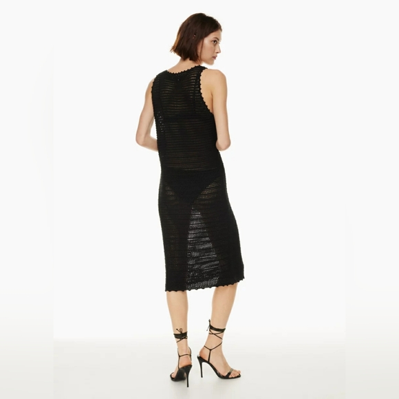 NWT Aritzia Wilfred Black Ephron Crochet Tank Dress Sz Small - Picture 2 of 15
